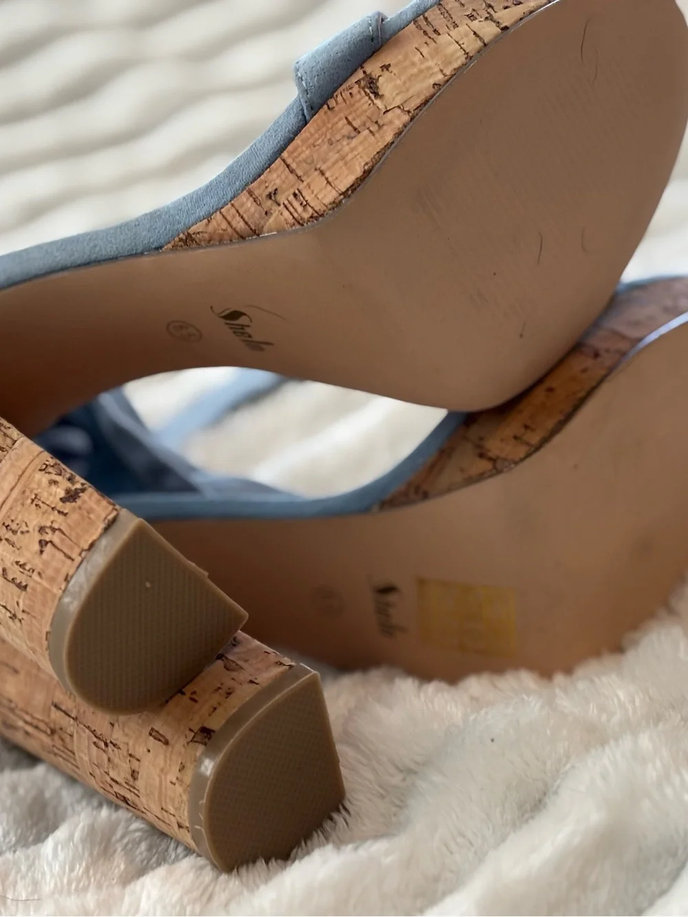 Light Blue Lace-Up Platform Cork Heeled Sandals | Y2K Fairycore Summer Shoes 6.5